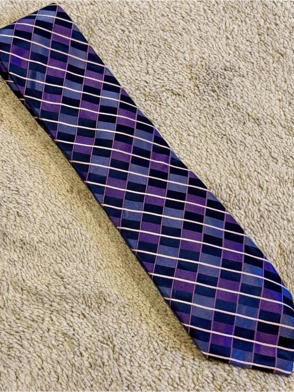 Ted Baker London Men's Silk Tie Multicolored Geometric Made In USA